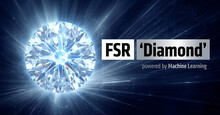 Логотип FSR 'Diamond' с изображением яркого бриллианта на фоне.
