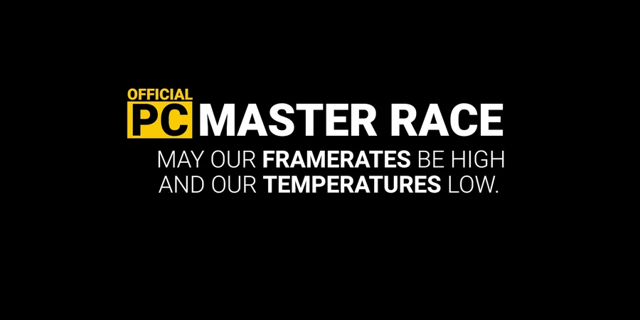 Логотип "PC Master Race" на черном фоне.