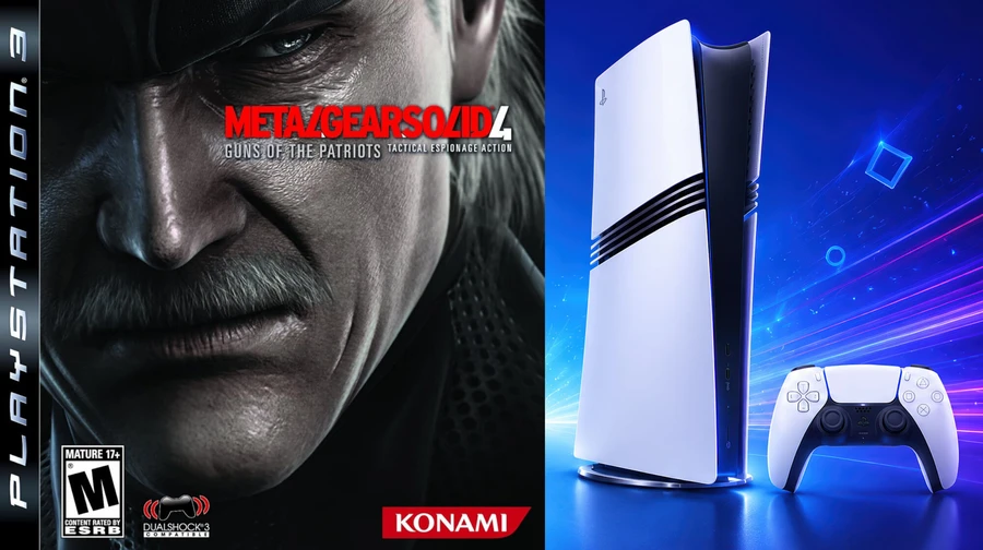Картонная обложка игры с изображением мужчины и консолью PlayStation 5 на фоне.