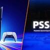 Консоль PlayStation 5 и контроллер на фоне синего света. Логотип PSSR2.